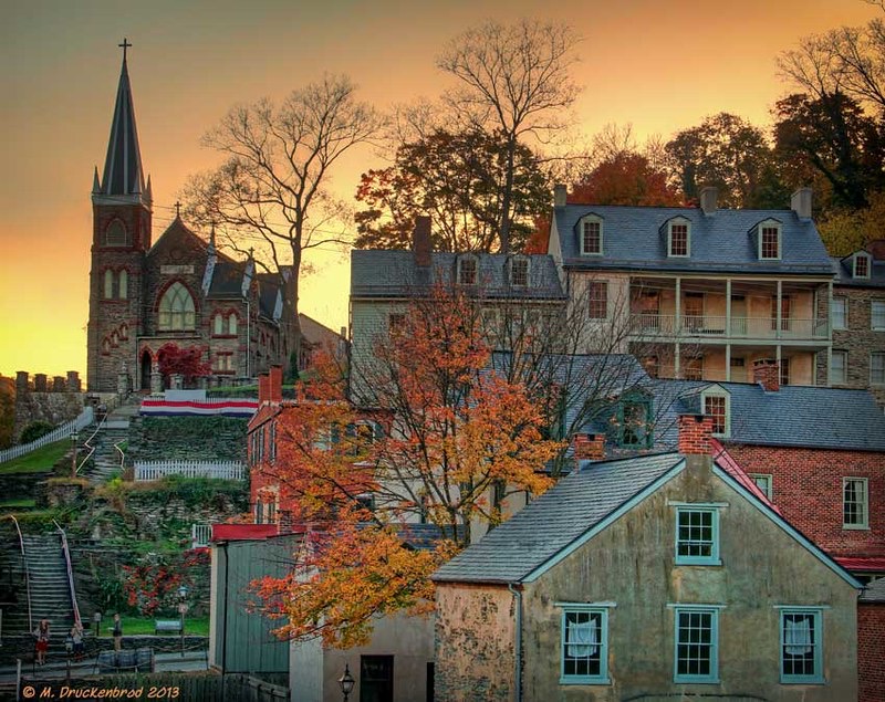 Harpers Ferry golden hour rooftops