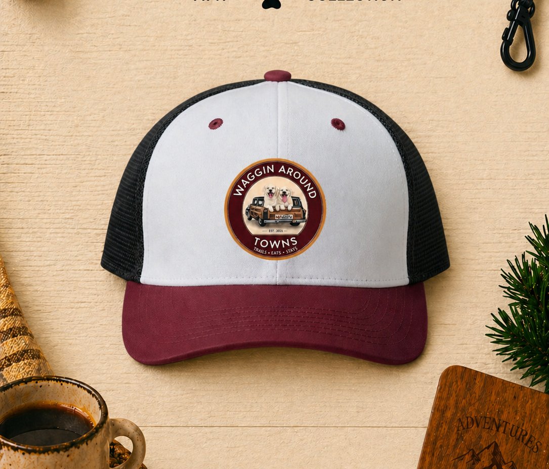Cardinal hat — white front with burgundy brim and mesh back